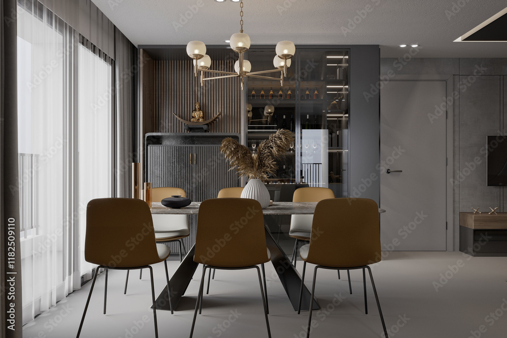 Fototapeta premium 3d render modern living room