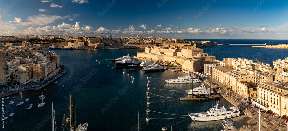 Aerial footage in Malta during winter holidays.