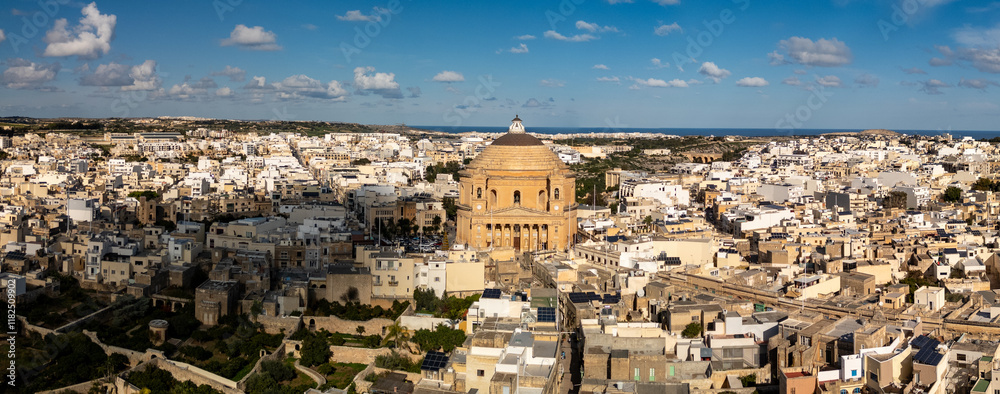 Aerial footage in Malta during winter holidays.