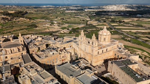Obraz na płótnie Aerial footage in Malta during winter holidays. w salonie