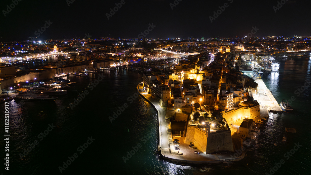 Aerial footage in Malta during winter holidays.