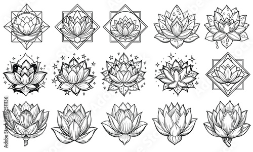 Lotus Drawing for Kids, Line Art for Adults, Isolated on White Background, Great for Early Learning, Fun Toddler Activities, Creative Art, Perfect for Kids’ Activity and Art Books.