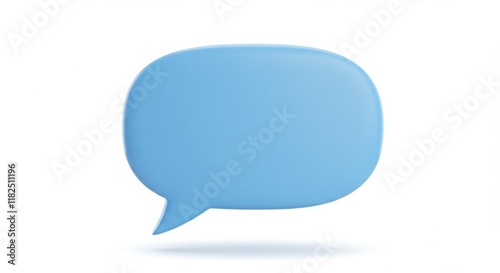 Light Blue 3D Speech Bubble on White Background