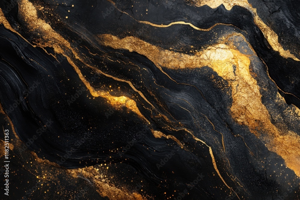 Elegant black and gold abstract art with flowing patterns and shimmering textures showcasing rich sophistication Elegant black and gold abstract art with flowing patterns and shimmering textures showcasing rich sophistication