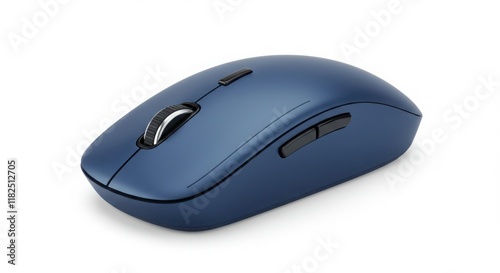 Blue Wireless Computer Mouse on White Background