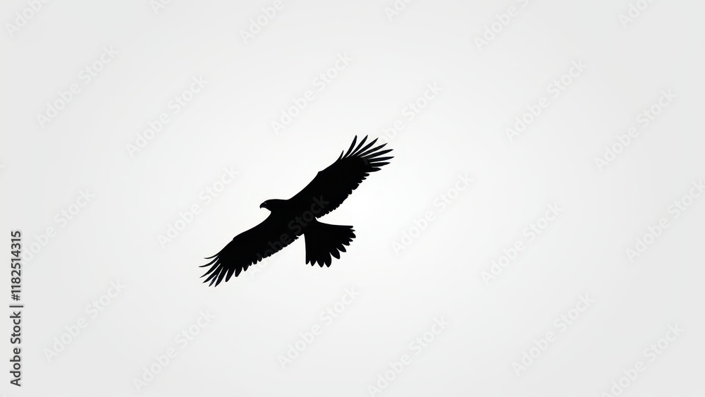 A strong and bold bird silhouette with detailed wings spread wide, symbolizing freedom. A strong and bold bird silhouette with detailed wings spread wide, symbolizing freedom.