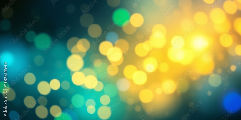 Fototapeta premium Bokeh light blurs background with white copy space, ideal for fresh and vibrant design projects. Defocused Lights Background with Lens Flare 