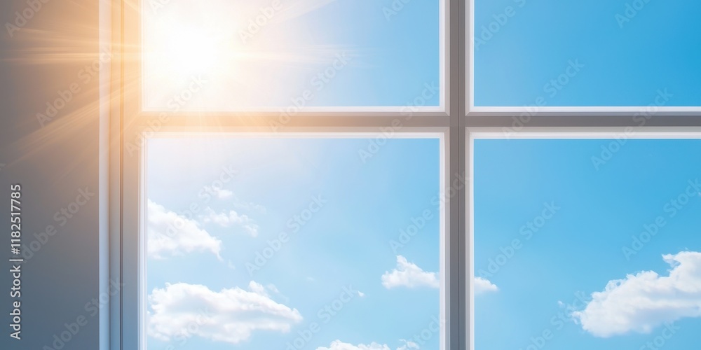 Bright Sunlight Streaming Through a Modern Window Bright Sunlight Streaming Through a Modern Window
