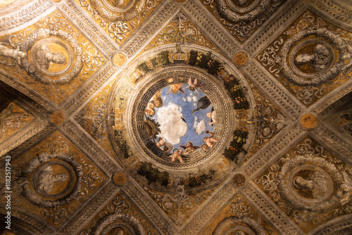 Ceiling of Camera degli Sposi in Palazzo Ducale in Mantua, Italy photo