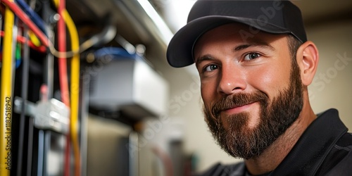 repairman working on home air conditioner - hvac repair and maintenance concept
