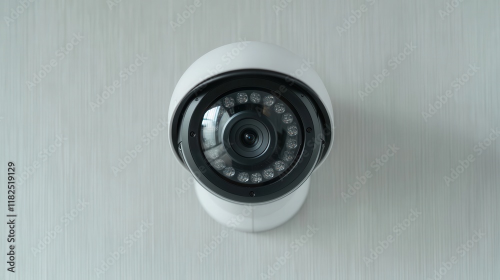 Home insurance damage and theft, A security camera mounted on a white surface, designed for surveillance and monitoring purposes. Home insurance damage and theft, A security camera mounted on a white surface, designed for surveillance and monitoring purposes.