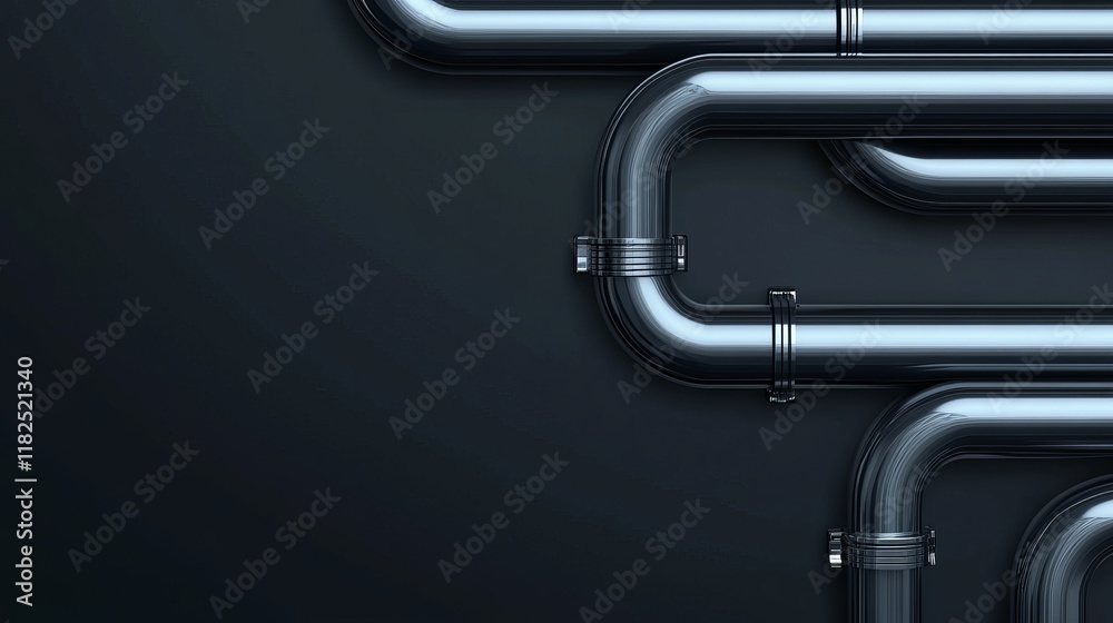 Industrial pipeline template for gas water or oil plumbing 3D background design Vector illustration Industrial pipeline template for gas water or oil plumbing 3D background design Vector illustration