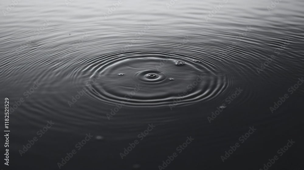 Abstract Water Ripple Pattern- Monochrome Droplet Impact on Still Surface Abstract Water Ripple Pattern- Monochrome Droplet Impact on Still Surface