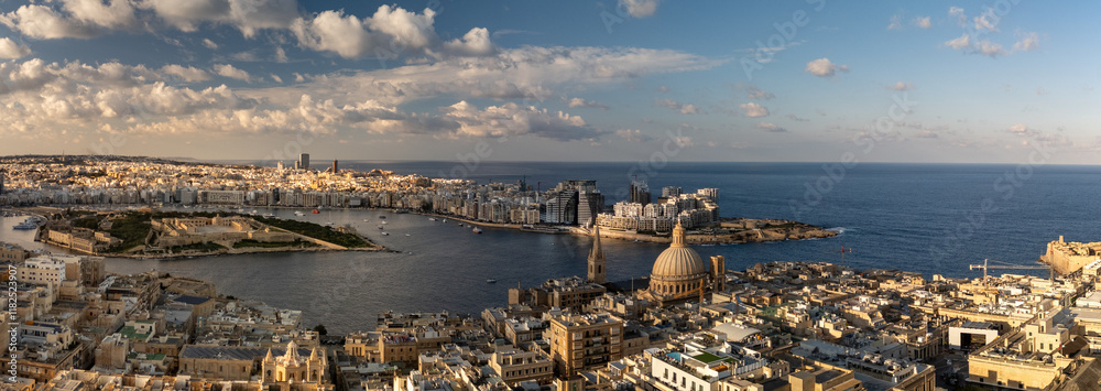 Aerial footage in Malta during winter holidays.
