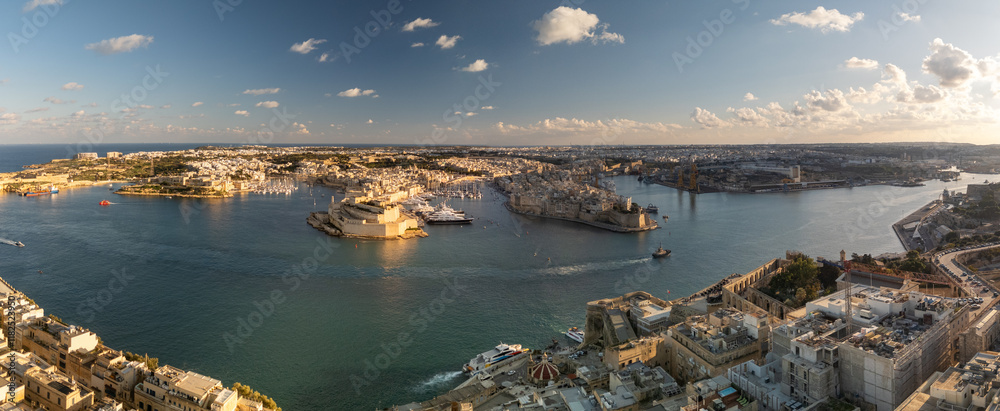 Aerial footage in Malta during winter holidays.