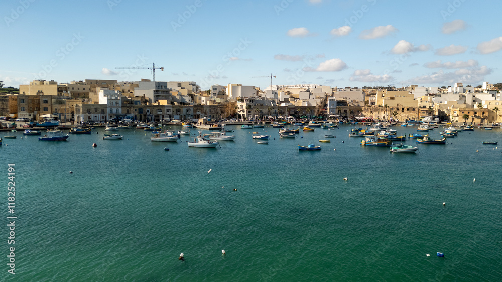 Aerial footage in Malta during winter holidays.