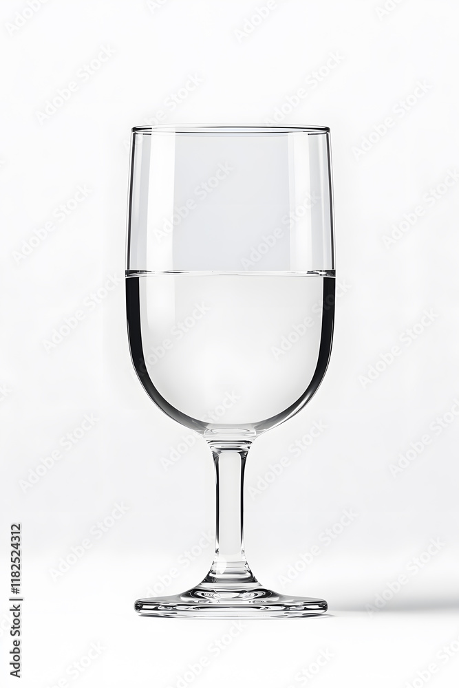 Obraz premium A clear wine glass filled with pure water isolated on white background