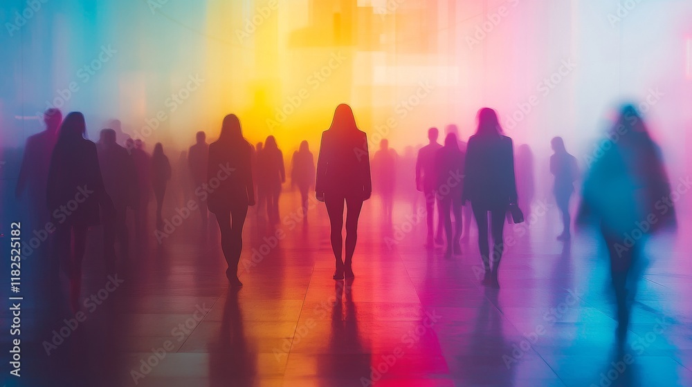 Silhouetted Figures in Pastel Gradient Hues Exploring Tech Ethics