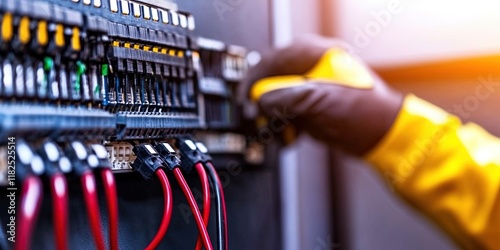 electrician working on fuse box to restore power