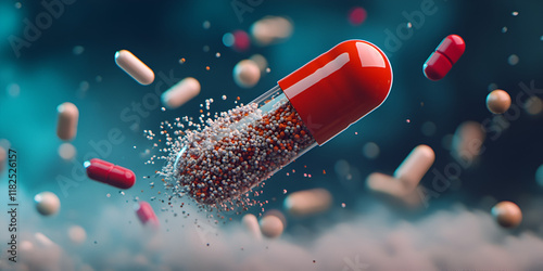 Wallpaper Mural Slow Motion Shot of a Capsule Dispersing Its Contents for Detailed Observation, Capsule Breaking Open in Slow Motion, Releasing Its Contents with Precision Torontodigital.ca