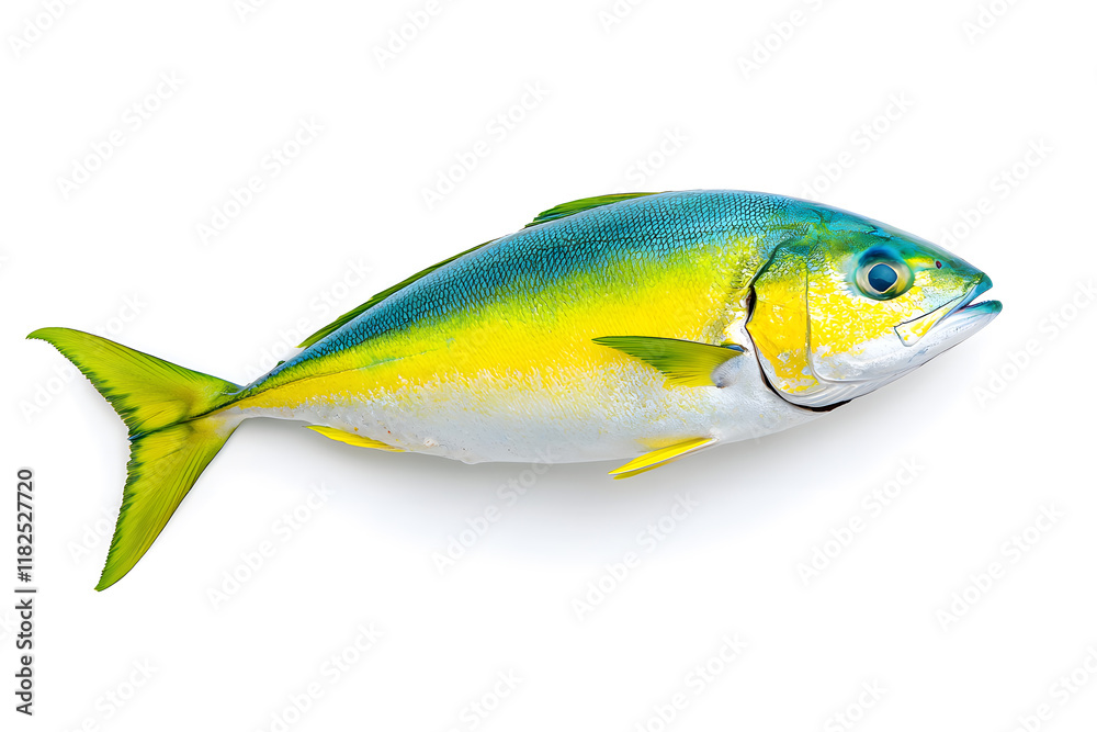 Fototapeta premium Fresh Yellow fish top view isolated on white background