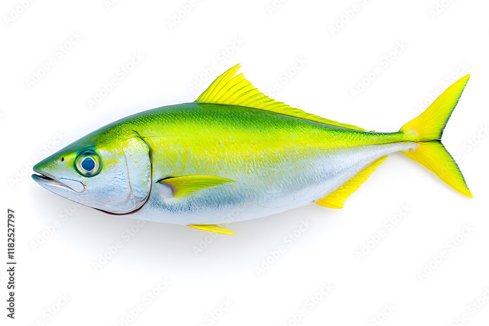 Fototapeta premium Fresh Yellow fish top view isolated on white background