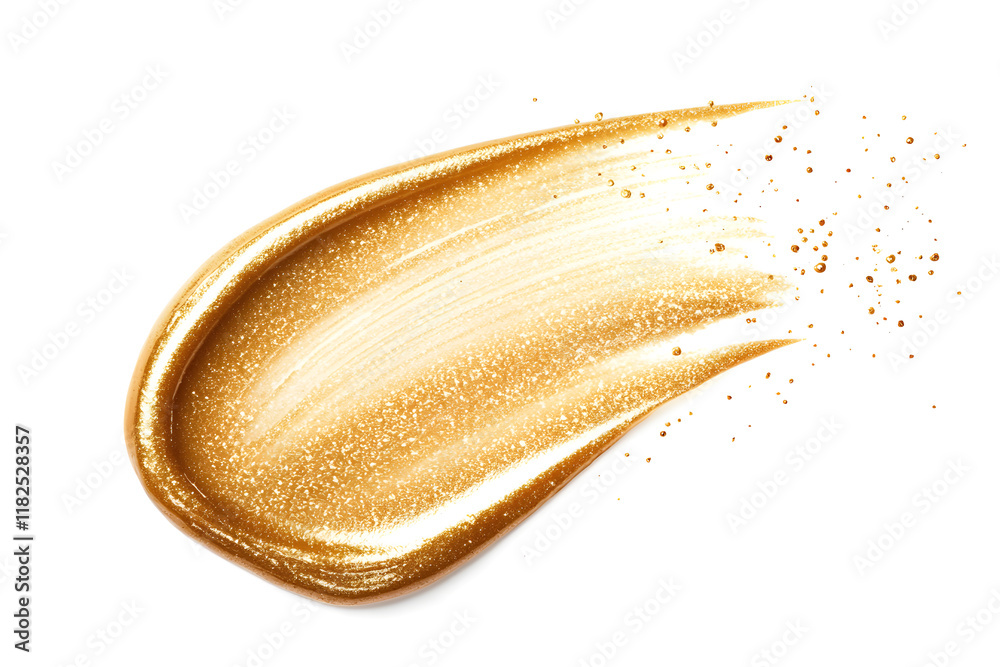 Golden metallic gel or paint smear isolated on white background Golden metallic gel or paint smear isolated on white background