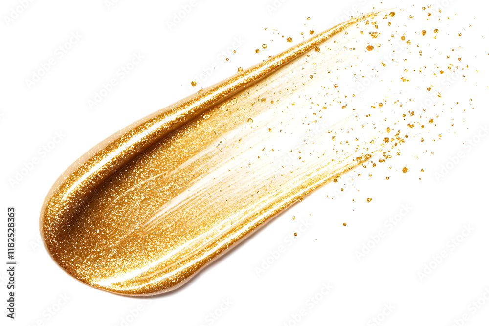 Golden metallic gel or paint smear isolated on white background Golden metallic gel or paint smear isolated on white background