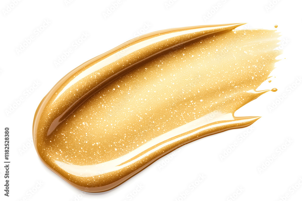 Golden metallic gel or paint smear isolated on white background Golden metallic gel or paint smear isolated on white background