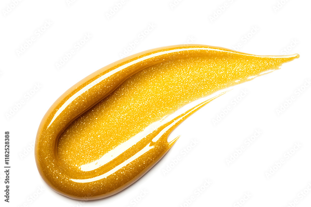 Golden metallic gel or paint smear isolated on white background Golden metallic gel or paint smear isolated on white background