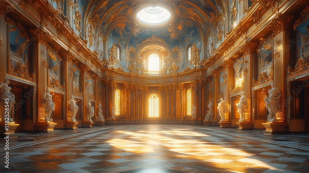 Obraz premium Golden Palace Hall Sunlit Grandeur Interior