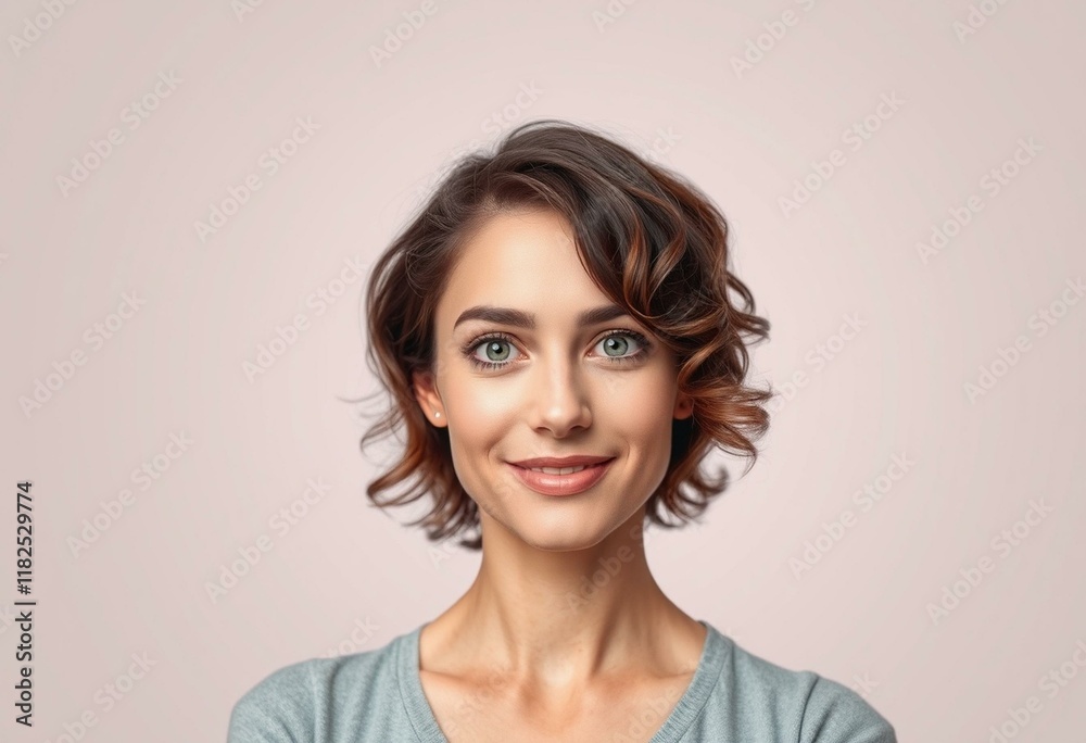 Fototapeta premium Portrait of a woman with short hair and bright green eyes
