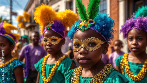 Joyful Haitian Family Celebrating Carnival in Port-au-Prince with Vibrant Costumes and Lively Music