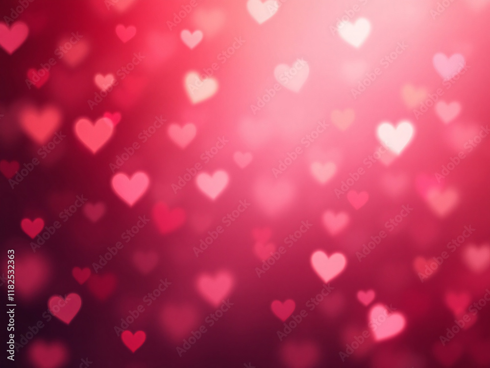 Blurred pink and red background with glowing hearts. Blurred pink and red background with glowing hearts.