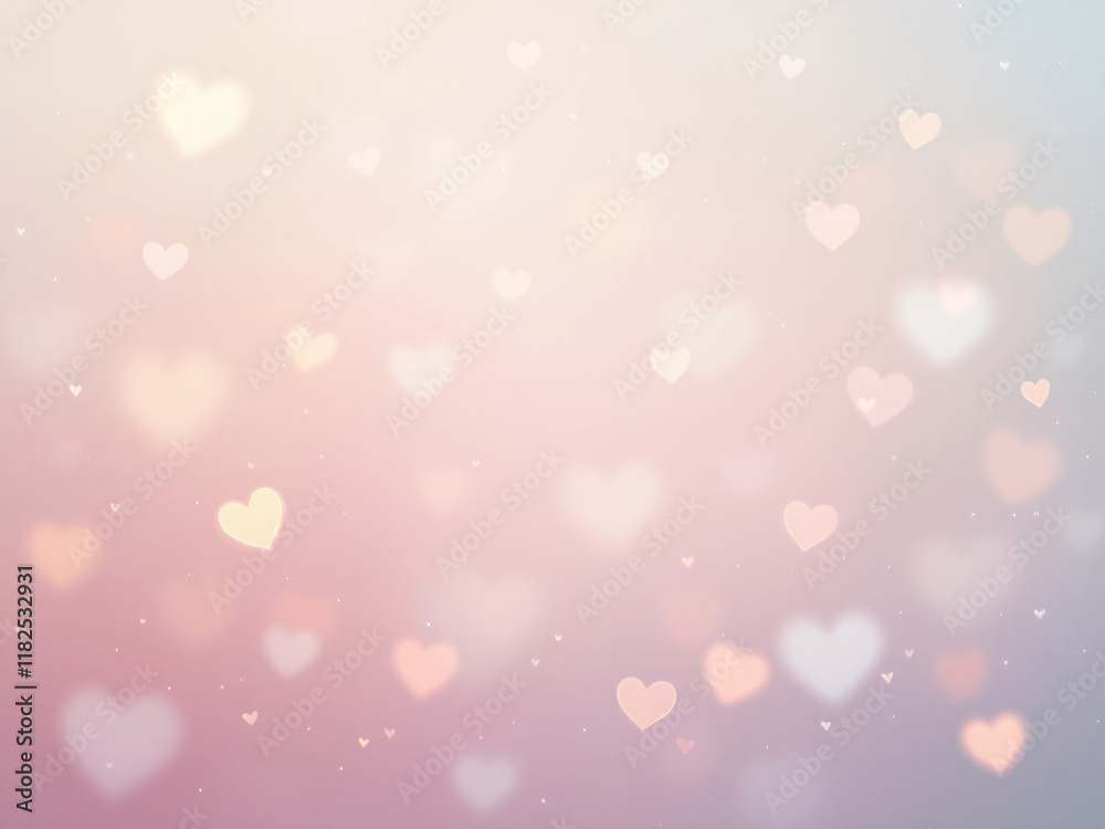 Soft pink background with glowing white hearts. Soft pink background with glowing white hearts.
