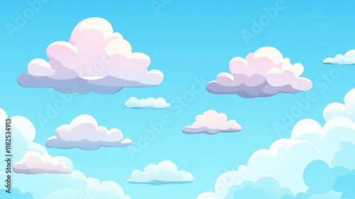 Soft pastel clouds in a clear sky nature scene gradient colors serene atmosphere wide view tranquil beauty