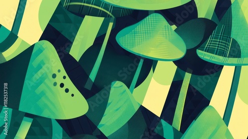 Abstract Colorful Mushroom Shapes Graphic Design