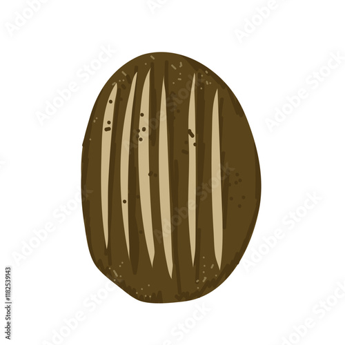 Whole grain, yeast baked bread.  Vector illustration, hand drawn, isolated on white background.