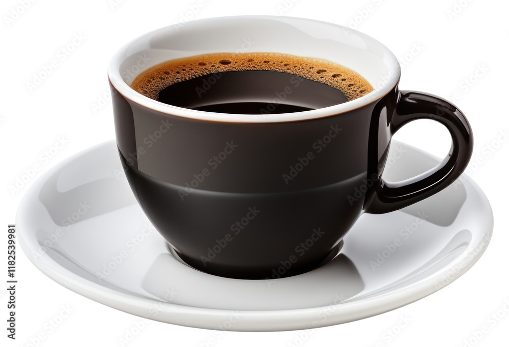 PNG Black cup of coffee saucer drink mug. PNG Black cup of coffee saucer drink mug.