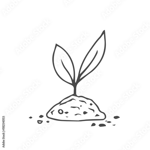 Sprout in sketch style. Garden seedlings, vector illustration.