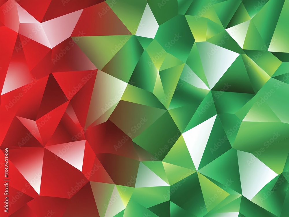 Fototapeta premium Abstract Red and Green Geometric Low Poly Background