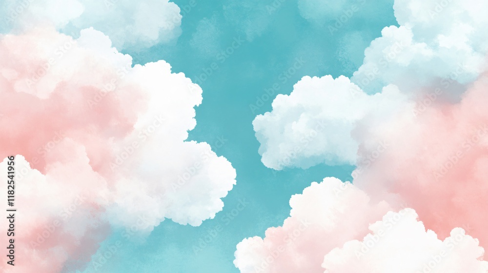 Fototapeta premium Dreamy Pastel Cloudscape Teal Sky Artistic Background