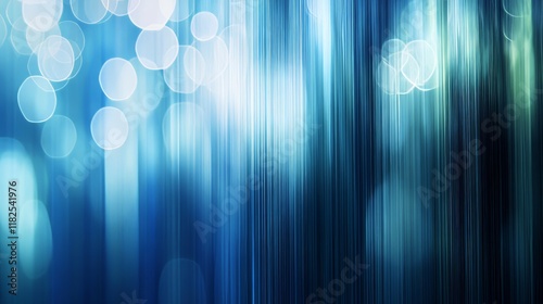 Abstract blue bokeh and light streaks background with circular highlights