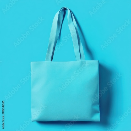 Cyan Canvas Tote Bag Mock-Up, customizable design area, ideal for branding or artistic expression, transparent background for versatility photo