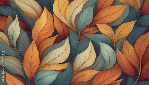 Wallpaper Mural Seamless decorative leaves background graphic resource Torontodigital.ca