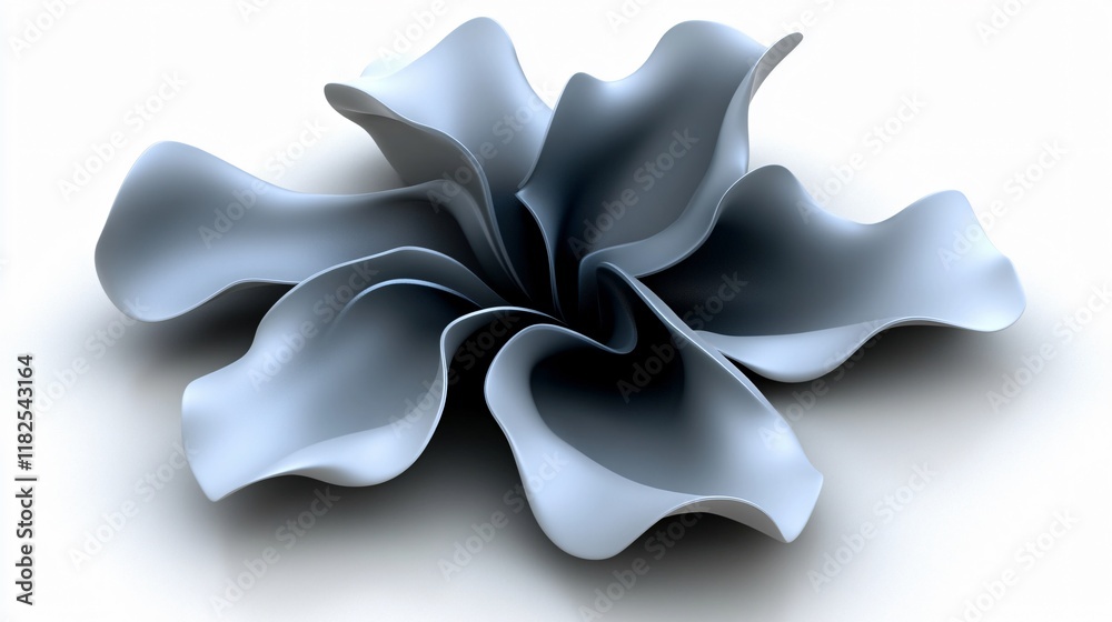 Fototapeta premium Abstract 3D Render Grey Flower Soft Curves Design