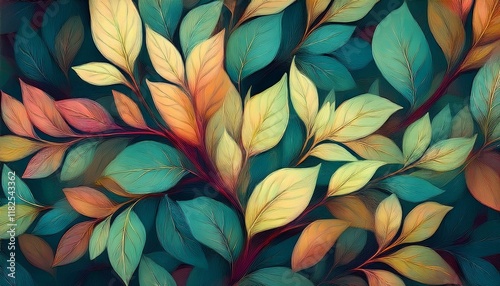 Wallpaper Mural Seamless decorative leaves background graphic resource Torontodigital.ca