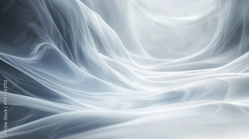 Fototapeta premium Subtle flowing light streaks in silver and gray abstract background digital art modern design smooth textures high detail