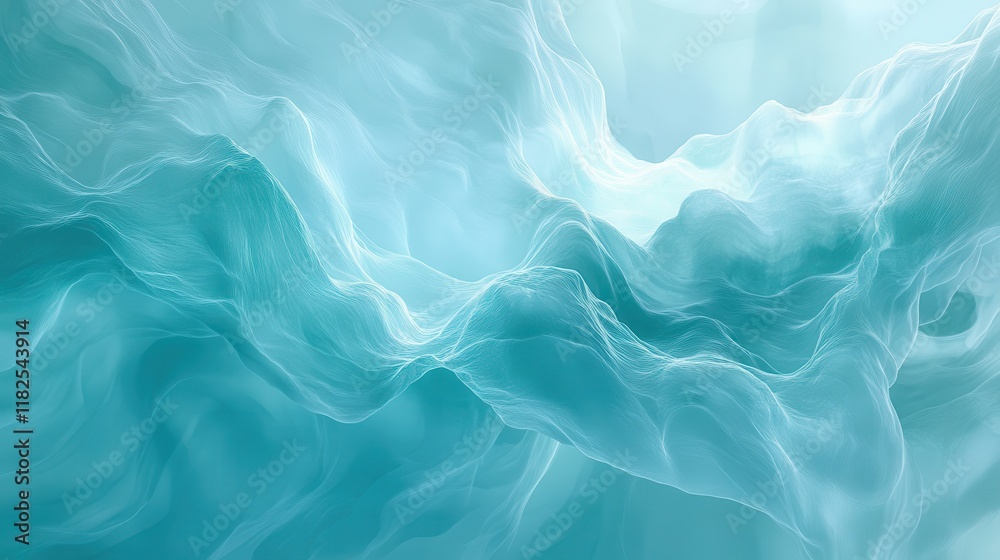 Fototapeta premium Subtle flowing ripples of light cyan and turquoise underwater scene abstract art high detail tranquil environment