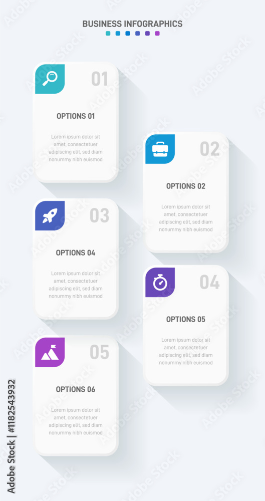 Vertical progress bar featuring 5 arrow-shaped elements, symbolizing the five stages of business strategy and progression. Clean timeline infographic design template. Vector for mobile presentation. Vertical progress bar featuring 5 arrow-shaped elements, symbolizing the five stages of business strategy and progression. Clean timeline infographic design template. Vector for mobile presentation.